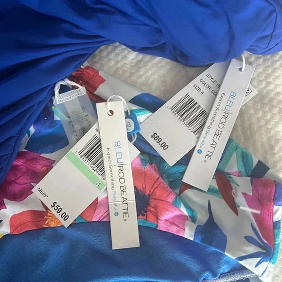 BLEU ROD BEATTIE LET'S GET TWISTED  V NECK TANKINI TOP SIZE 6 AND BOTTOM SIZE 8 - Picture 9 of 9